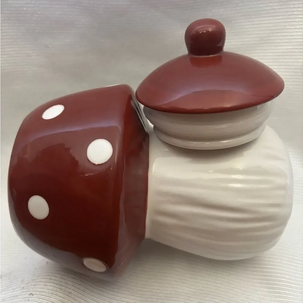 Red and White Ceramic Mushroom Decor
